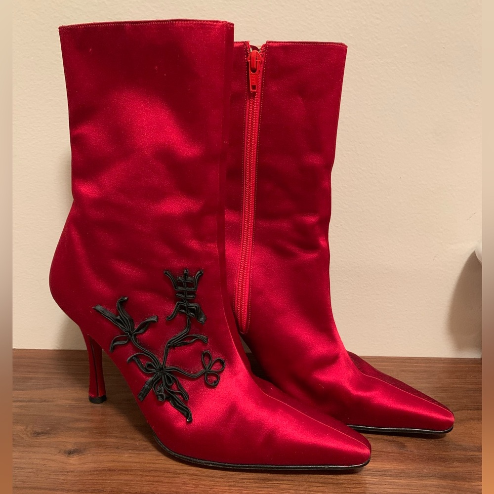 Vintage Christian Louboutin Satin evening boots size 39 1/2